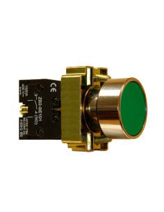 Pulsador De Cuerpo Metalico De 22mm Verde Con Contacto Na