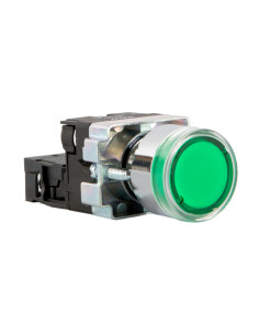 Pulsador Luminoso De Cuerpo Metalico 22mm Verde Na