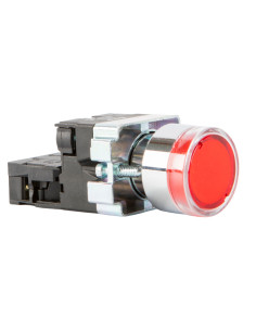 Pulsador Luminoso De Cuerpo Metalico 22mm Rojo Nc